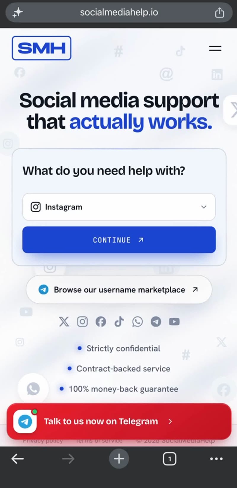 SMH mobile quote flow screen